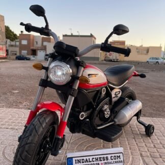 Moto Eléctrica 12v para niños, Ducati Scrambler, Ruedas Aire, roja,- IND19-ZTD307-ROJA